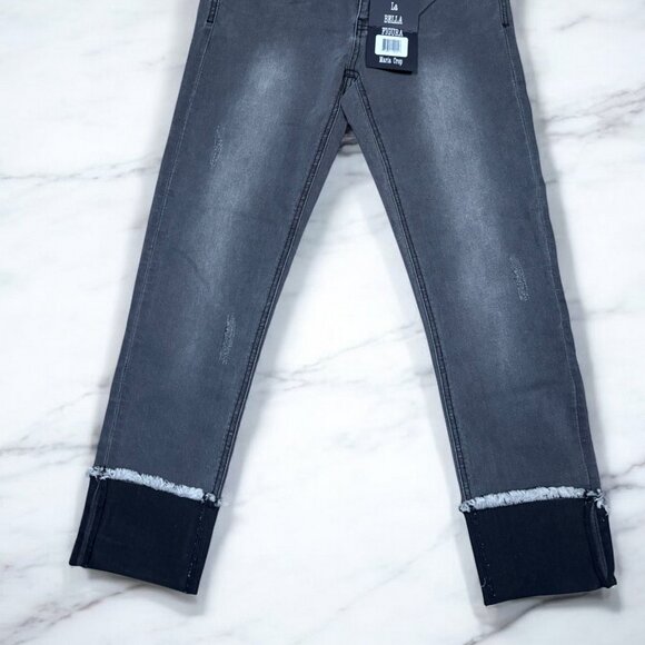 Versace 19V69 Italia Grey Jeans Stretch Skinny Cuffed Crop For Woman Size 29 - Picture 3 of 8